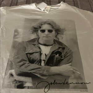 JOHN LENNON Men’s H&M White Short Sleeve Graphic T-Shirt Portrait Size Large NEW
